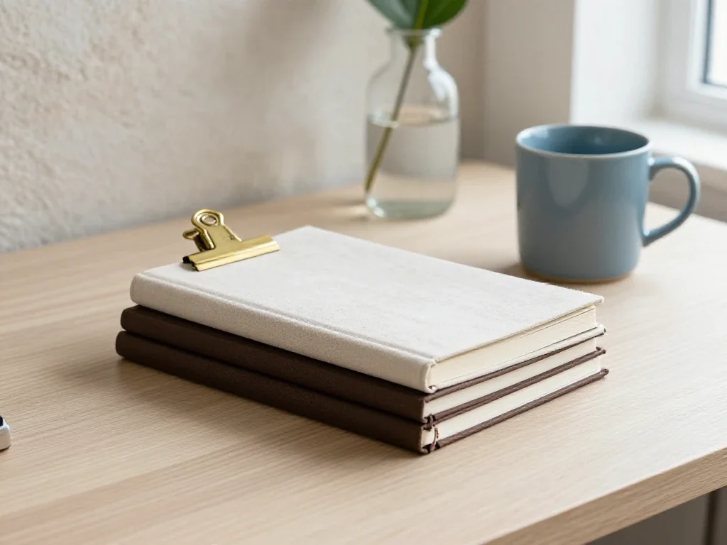 Carnets de notes et tasse colorée illustrant la section des contenus divers et variés.